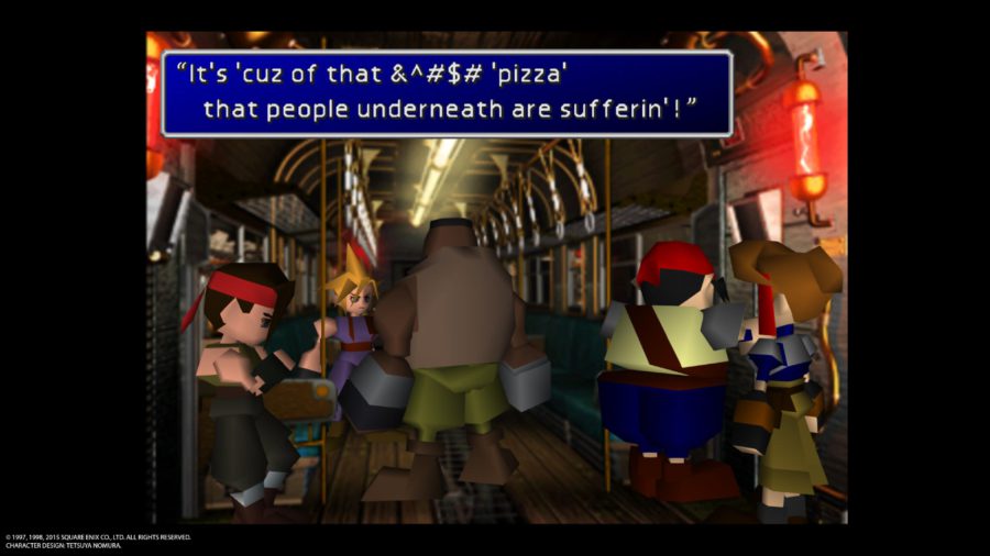 Final Fantasy VII - Barret xingando a pizza.