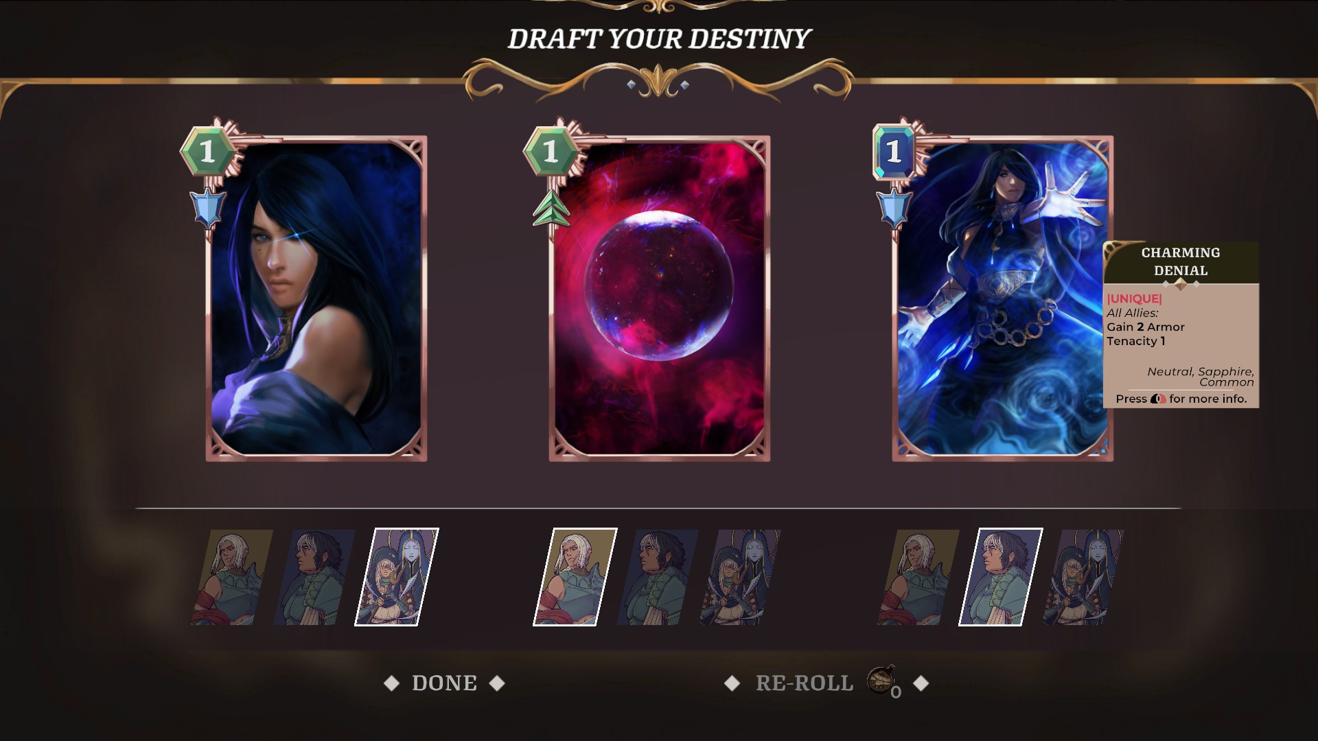 Imagem mostrando o sistema de comprar novas cartas durante a jogatina de Shattered Heaven