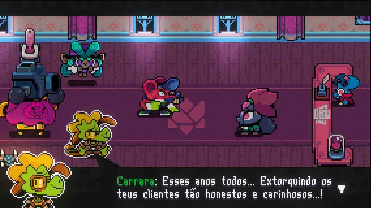 Os quatro vilões confrontando a Pepper Pipistrello