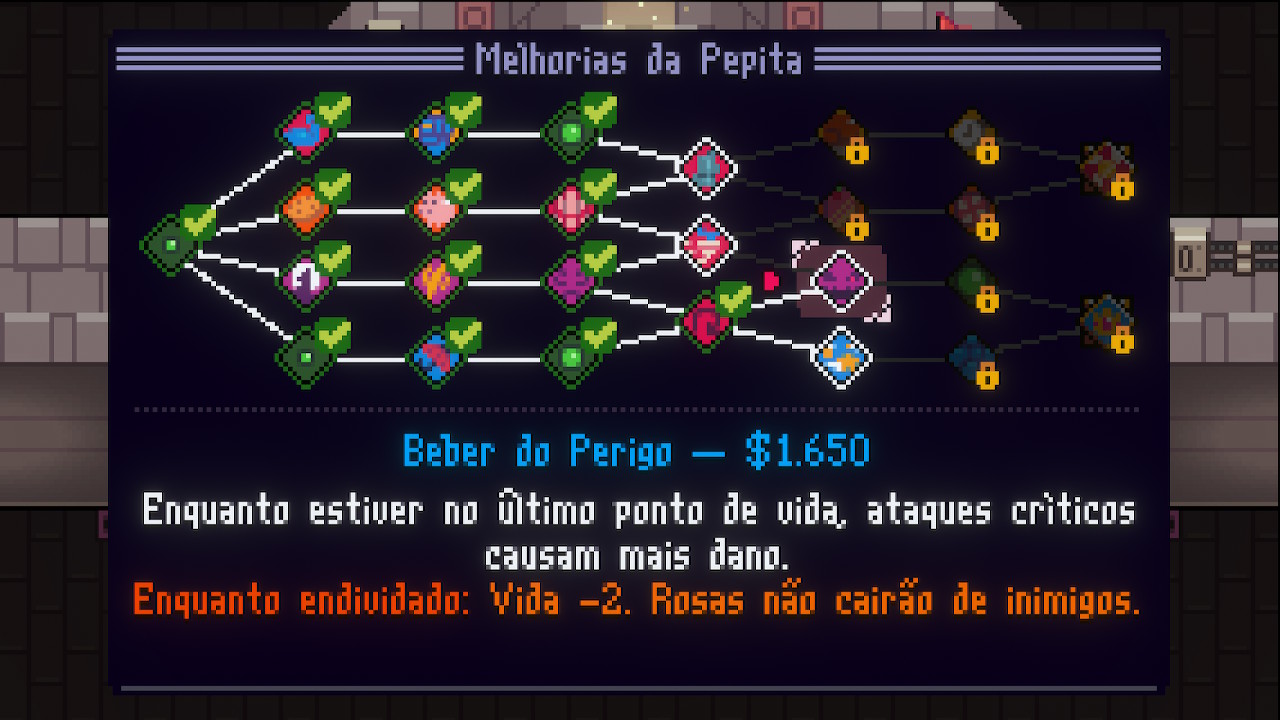 A árvore de melhorias do jogo