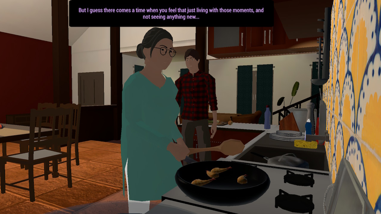 Sid e sua mãe em sua casa, onde os camarões são mais detalhados visualmente do que eles dois.