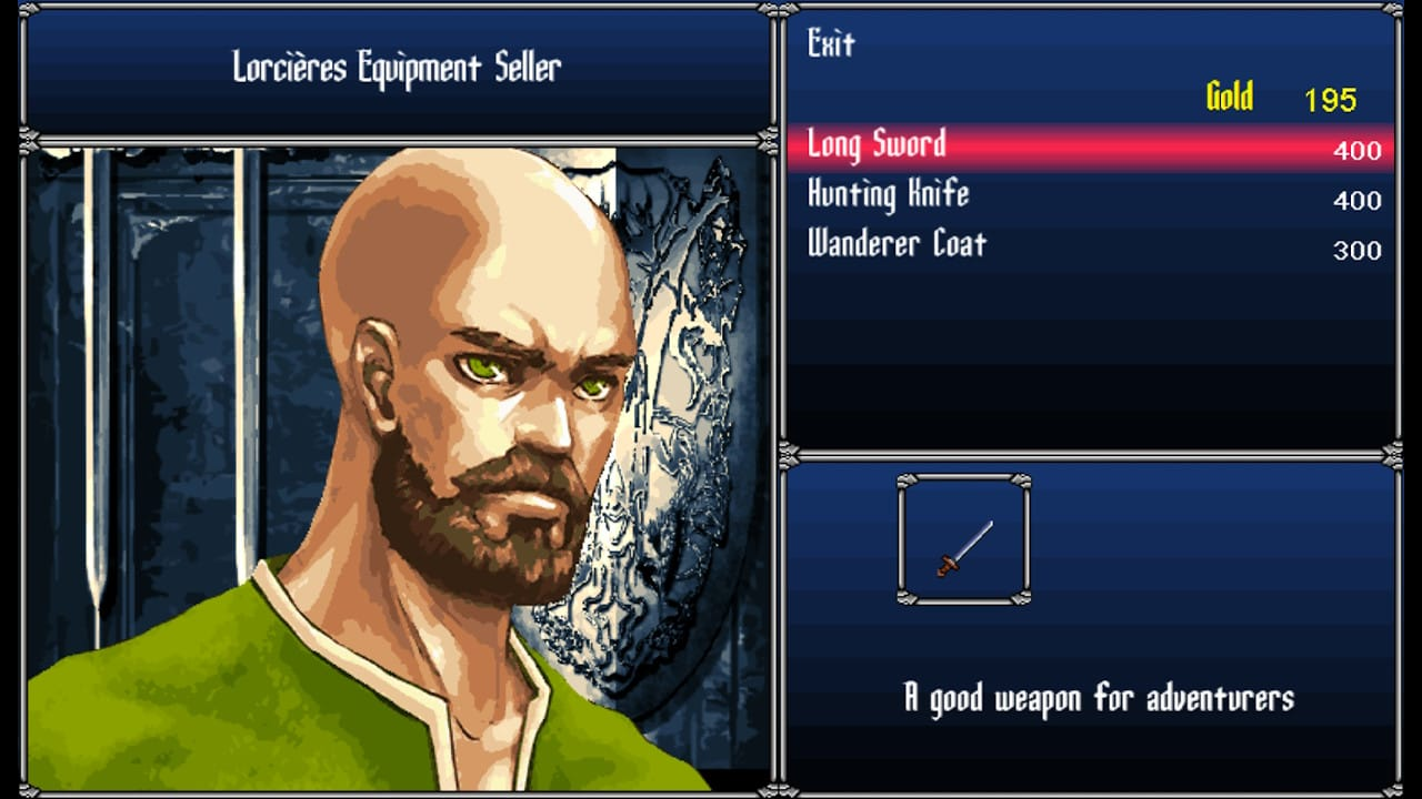 vendedor do jogo que parece com Hunter, de Castlevania Aria of Sorrow